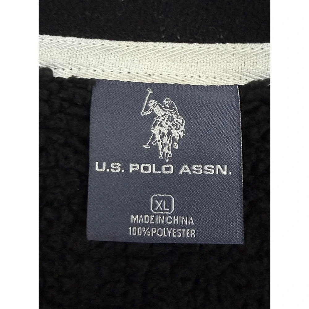 U.S. Polo Assn. Fleece Jacket Men's XL Black Red Embroidered Logo Full Zip